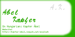 abel kapfer business card